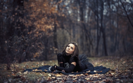 looking at the sky - leaf, tree, forest, girl