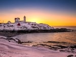 Nubble Lighthouse, Maine In Winter