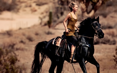 Jennifer Lawrence - woman, actress, horse, girl, jennifer lawrence, animal, black