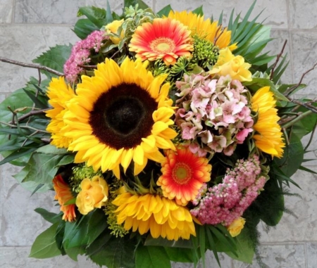 Lovely Bouquet - bouquet, sunflowers, flowers, gerbera