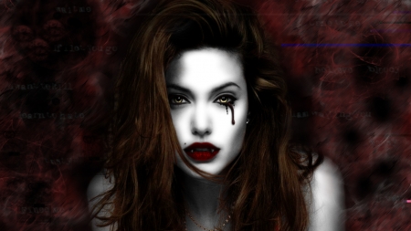 vampire - vampire, blood, brunette, woman