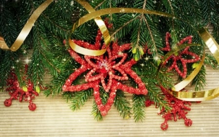 Merry Christmas - red, decor, star, christmas