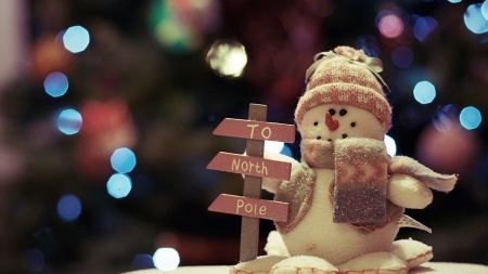 *Christmas* - north, snowman, lights, signs, holiday toy snowman, wallpaper