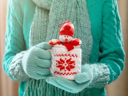 â™¥ - red, winter, craciun, cup, abstract, christmas, white, toy, photography, gloves, hand, green