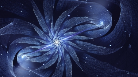 Winter star - star, winter, blue, glitter, texture, fractal, luminos