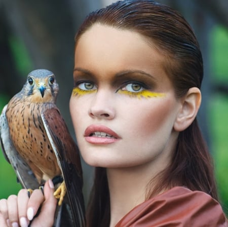 The eyes of the Falcon - falcon, girl, pretty, eyes