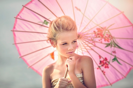 Umbrella Girl - pink color, girl, umbrella, real girl, colors, little girl