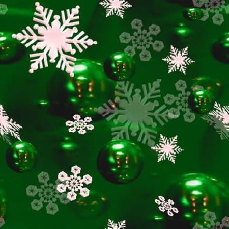 Christmas Balls - white, balls, green, holiday, snowflakes, ornaments, christmas