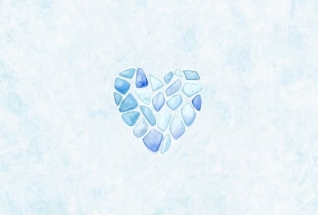 Heart - stone, abstract, blue, heart