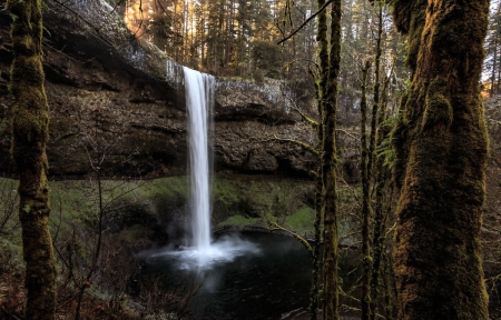 Waterfall at Dusk F - nature, waterfall, scenery, beautiful, photography, landscape, photo, wide screen