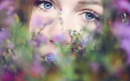 Flower Girl - face, flower, girl, eyes