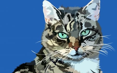 Cat - vector, art, cat, blue, animal