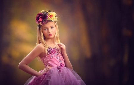 Girl - meg bitton, girl, pink, copil, child, dress, flower