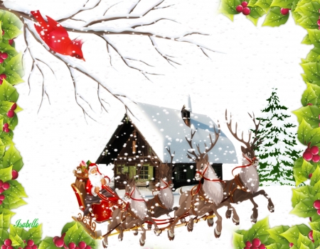 Santa Claus is Coming ... - season, holidays, santa claus, snow, card, winter, scene