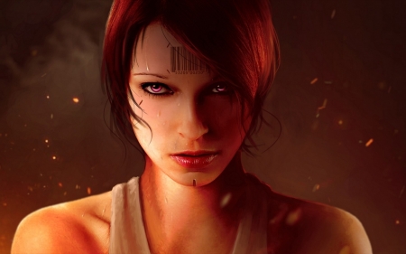 Cyborg - fantasy, game, leonwoon, girl, woman, redhead, cyborgpunk