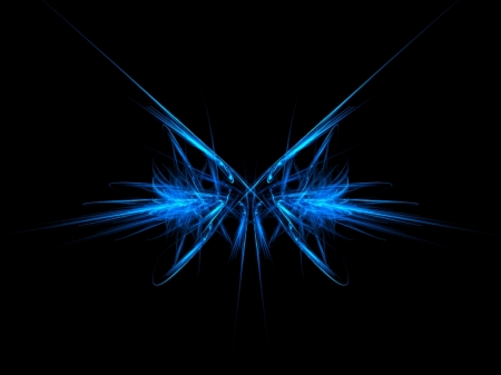 Blue Wings - abstract, black, blue, fractal