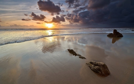 beach sunset - cool, fun, beach, sunset, ocean, nature