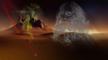 Mystery - smoke, background, desert, model