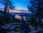 lake in the sierra nevada mountains at sunset hdr