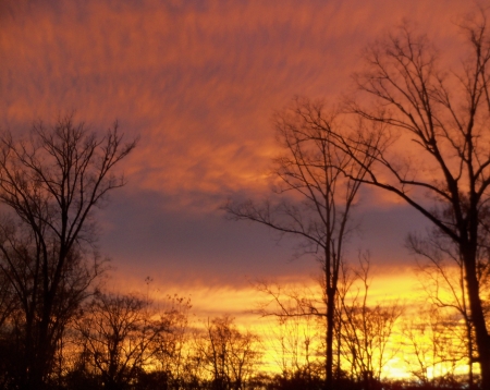 Red, Blue and Yellow Sky - Autumn, Nature, Sky, Clouds