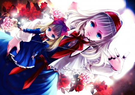 Alice Magatroid - anime, blue, girl, pink, toy, doll, manga, white, red, alice magatroid