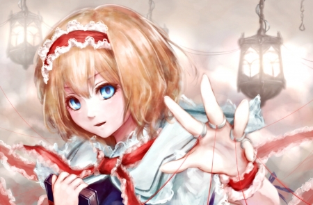 Alice Margatroid - white, girl, red, hand, anime, hoshibuchi, alice margatroid, manga