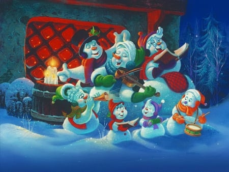 Joy to the world - fun, snowman, winter, snow, Santa, joy, christmas, world, holiday, lights, friends, art, smiling