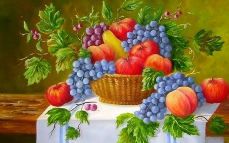 delicous fruit - grapes, fruit, apricot, apple