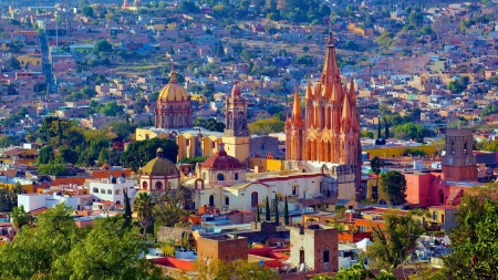 church in a sun drenched mexican town