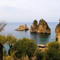 rocky cliffs on mediterranean seaside