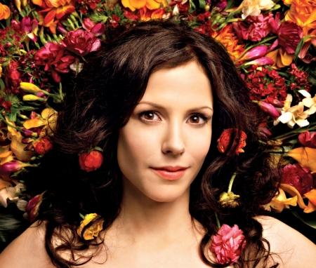 Mary-Louise Parker - woman, face, actress, mary-louise parker, girl, yellow, red, flower