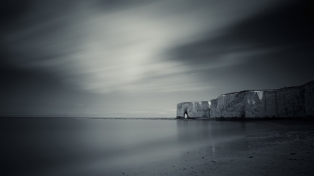 coast of reculver england in monochrome - shore, arch, cliffs, sea, monochrome