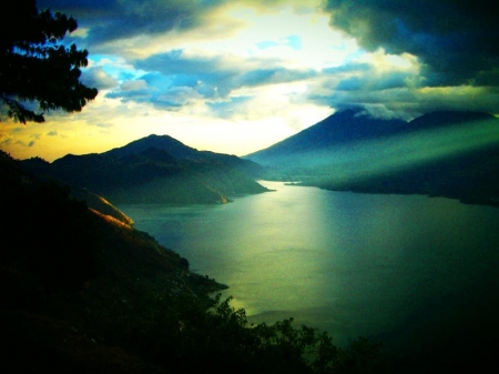 Lake Mountains - sky, lake, mountains, clouds, trees, nature