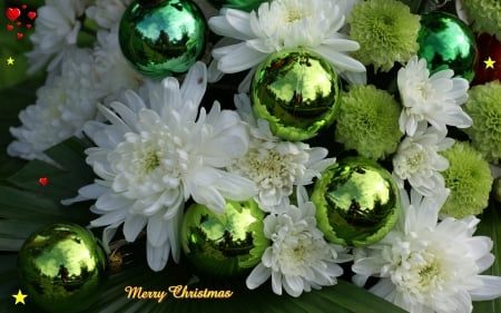 Green Christmas decoration - bells, flowers, green color, christmas