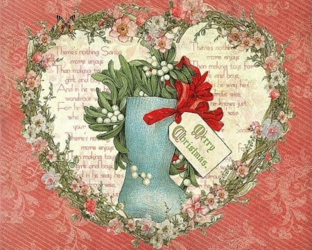 Merry Christmas - flowers, illustration, art, christmas