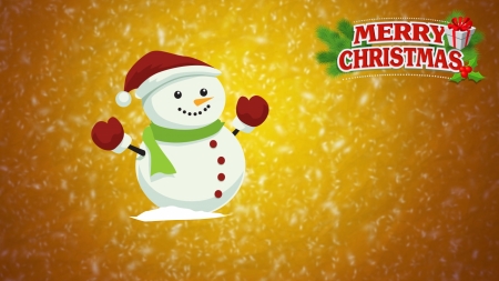 Merry Christmas - snowman, glitter, holidays, christmas, gold