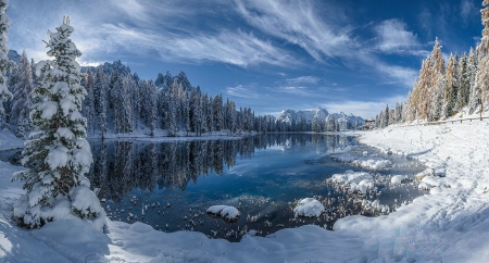 Winter - snow, lake, winter, nature