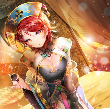 Chinese Princess - pretty, anime, female, short hair, red hair, princess, art, anime girl, beautiful, girl, chinese, lovely, sweet, lady, woman, beauaty, cute