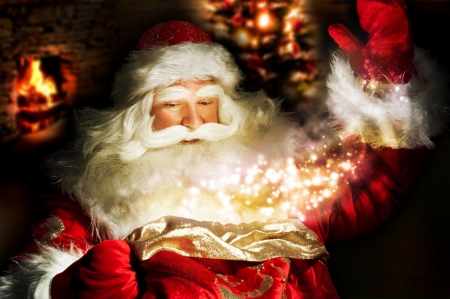 Santa Claus - glitter, artwork, gifts, lights, christmas