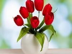 Vase with Red Tulips