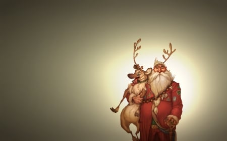 Merry Christmas! - santa claus, red, funny, craciun, reindeer, christmas, dog, horns