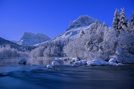 Winter - winter, water, photoshop, trees, nature