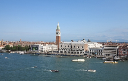 Central Venice from Cruise ship - campanile, doges palace, venice, st georges basin