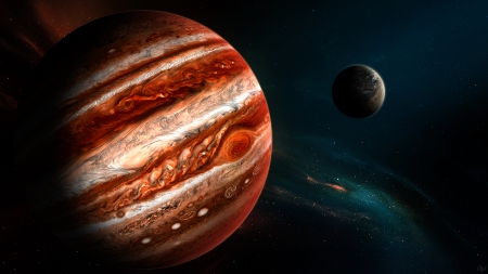 Jupiter - render, planets, stars, 3d, jupiter, galaxies, cg