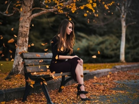 ♥ - bench, beauty, lady, model