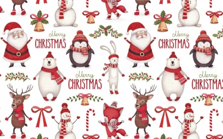 Christmas texture - fox, christmas, santa, white, animal, craciun, red, polar bear, texture, reindeer, paper, penguin, candy