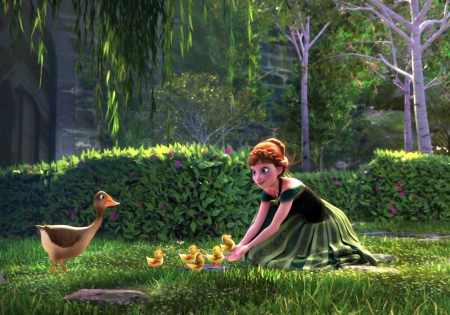 Princess Anna - princess, duck, anna, girl, movie, fantasy, ducklings, disney, green