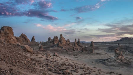 moonscape on earth - desert, dusk, hills, rocks