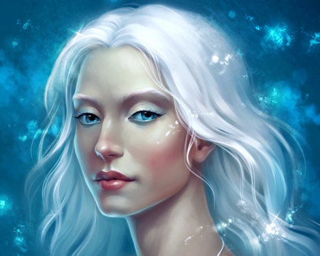 Zekhai - beauty, angel, sharandula, fantasy, face, white, art, man, luminos, blue, zekhai, digital, guy