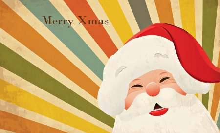 Merry Christmas! - yellow, blue, orange, santa, white, vintage, red, card, texture